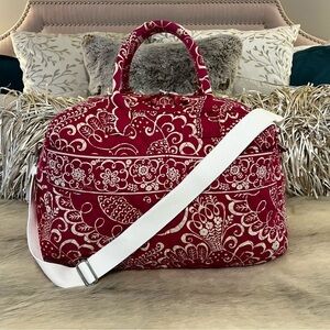 VERA BRADLEY Twirly Birds Pink Weekender Bag Travel Carryon White Quilted 2010